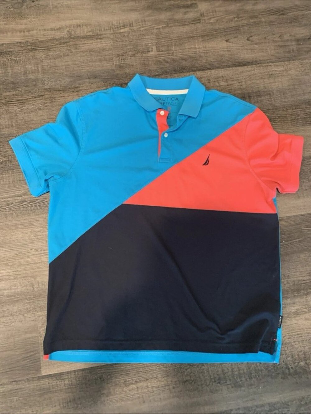 Nautica Navtech Polo Shirt XL Red Casual Golf Blue Black Red Short Sleeve Top